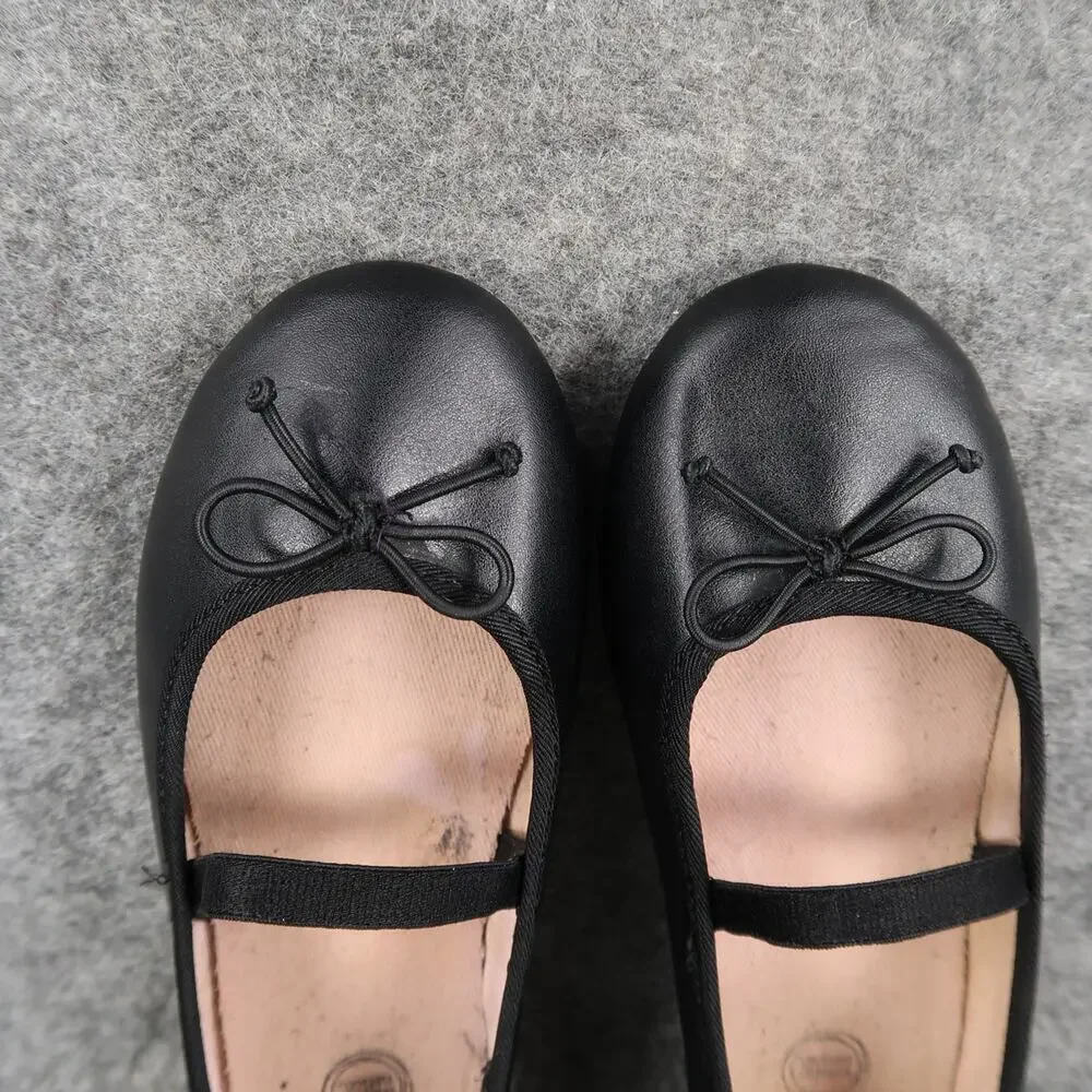 Wonder Nation Shoes Kids 10 Ballet Flats Slip On Elastic Strap Black Bow Toddler